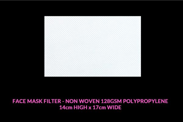 Face Mask Filter - Non Woven Reusable - 14cm x 17cm - Pack of 10