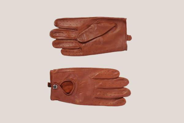 Sheepskin Leather Driving Gloves With Dome - Image 2