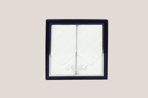 Gift Boxed Superfine Stoffel Hankies White 2pk